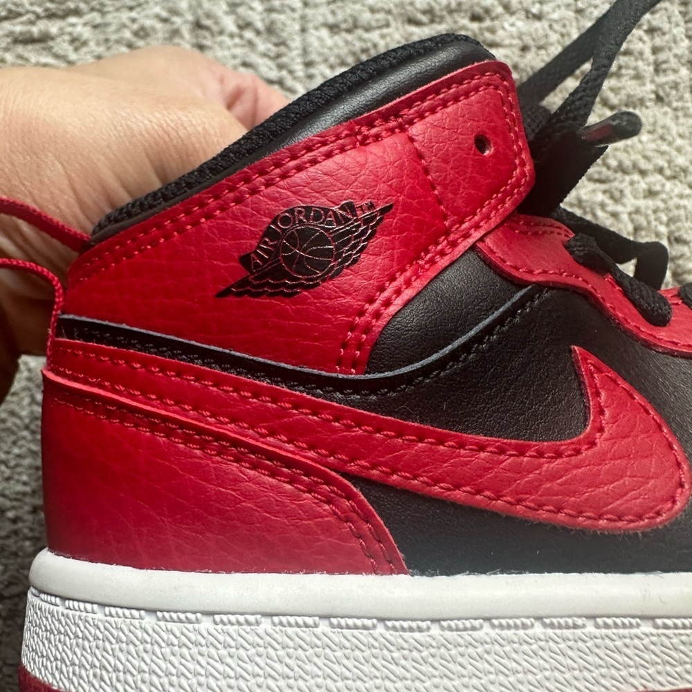 Nike Air Jordan Kids Black & Red High-Top Sneakers - Picture 11 of 16